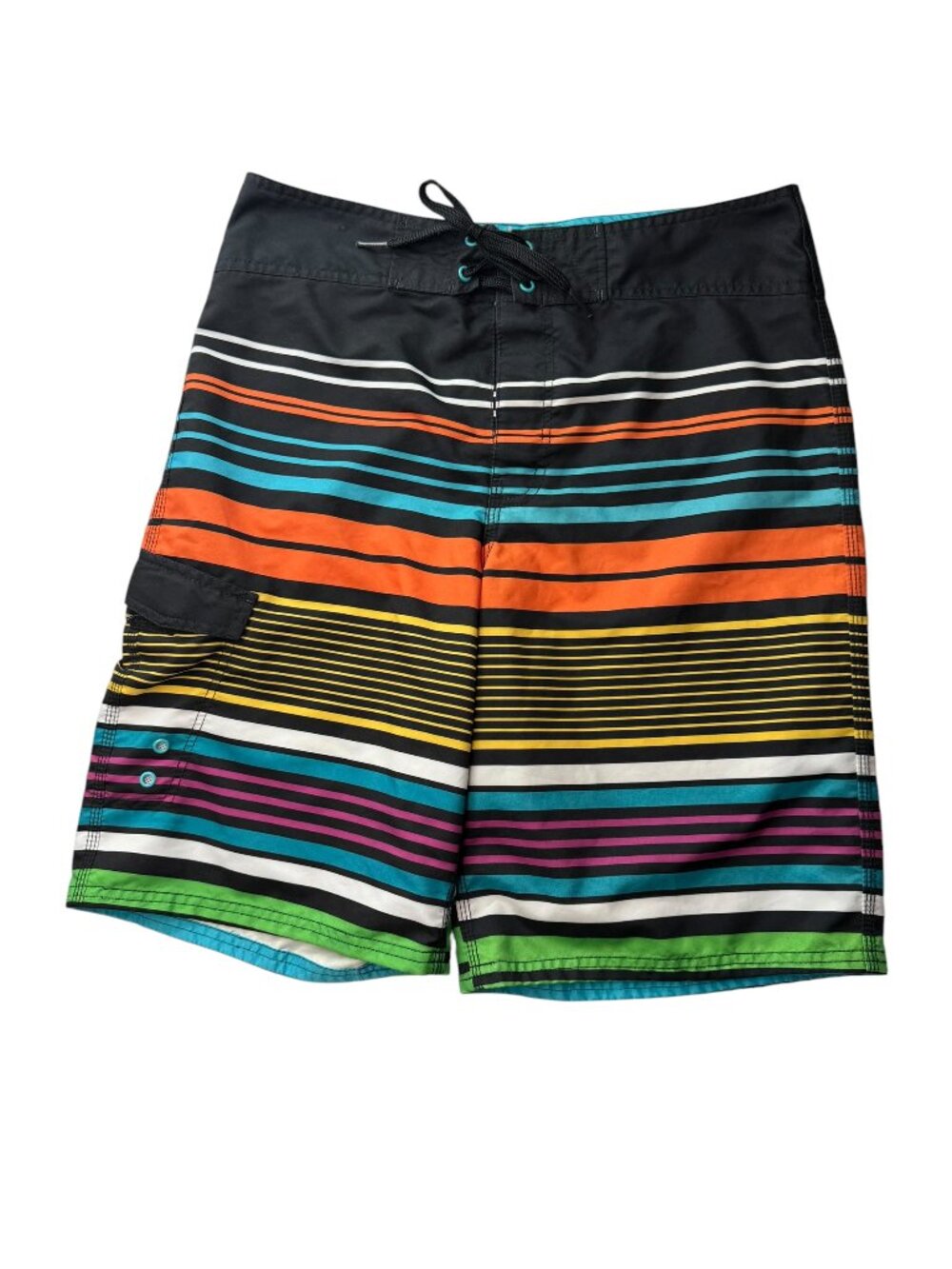 MOSSIMO Board Shorts Swim Trunks Striped Black / Orange / Blue. Size Men's 32